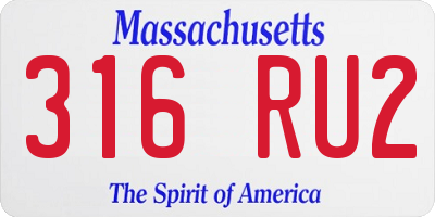 MA license plate 316RU2