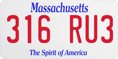 MA license plate 316RU3