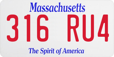 MA license plate 316RU4
