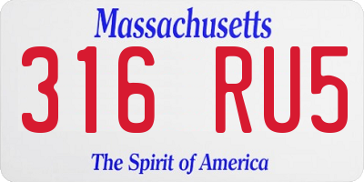 MA license plate 316RU5