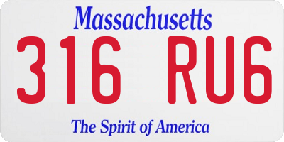 MA license plate 316RU6