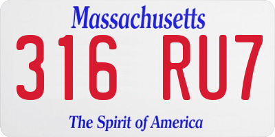 MA license plate 316RU7