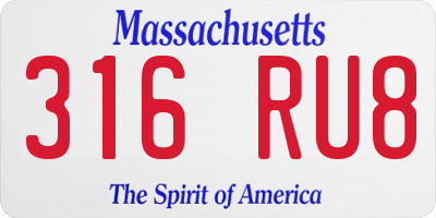 MA license plate 316RU8