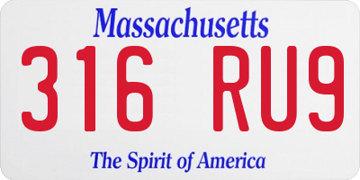 MA license plate 316RU9