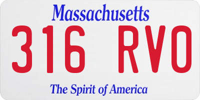 MA license plate 316RV0