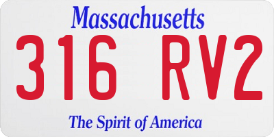 MA license plate 316RV2
