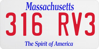 MA license plate 316RV3