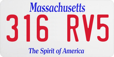 MA license plate 316RV5