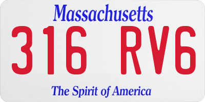 MA license plate 316RV6