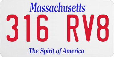 MA license plate 316RV8
