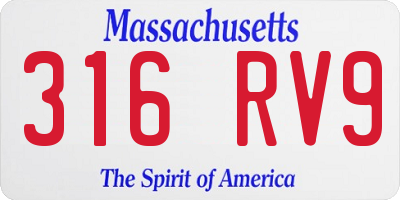MA license plate 316RV9