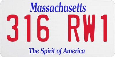 MA license plate 316RW1