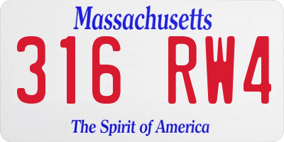 MA license plate 316RW4