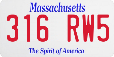MA license plate 316RW5