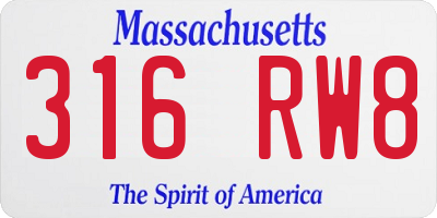MA license plate 316RW8