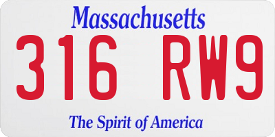 MA license plate 316RW9