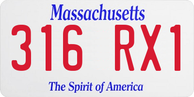 MA license plate 316RX1