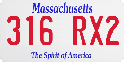 MA license plate 316RX2