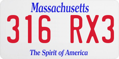 MA license plate 316RX3
