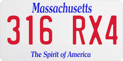 MA license plate 316RX4