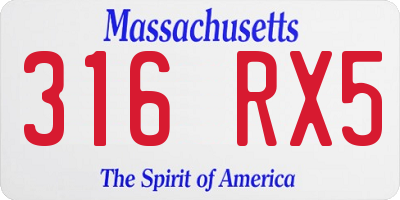 MA license plate 316RX5