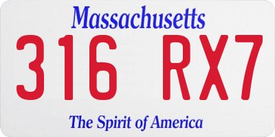 MA license plate 316RX7