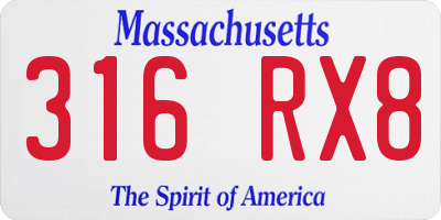 MA license plate 316RX8