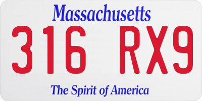MA license plate 316RX9