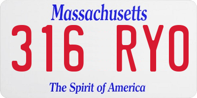MA license plate 316RY0