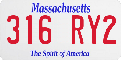 MA license plate 316RY2