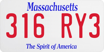 MA license plate 316RY3