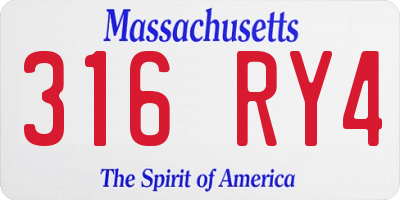 MA license plate 316RY4