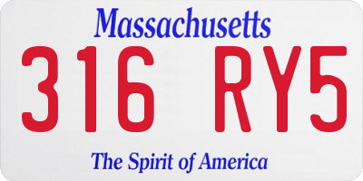 MA license plate 316RY5