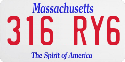 MA license plate 316RY6