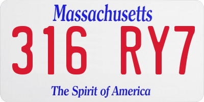 MA license plate 316RY7