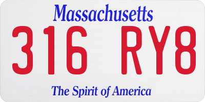 MA license plate 316RY8
