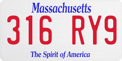 MA license plate 316RY9