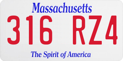 MA license plate 316RZ4