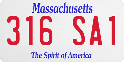 MA license plate 316SA1