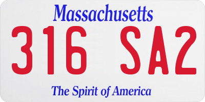 MA license plate 316SA2