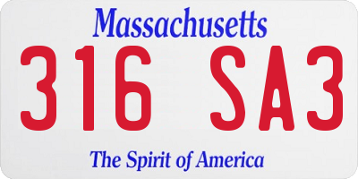 MA license plate 316SA3