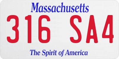 MA license plate 316SA4