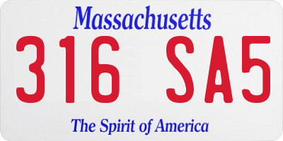 MA license plate 316SA5