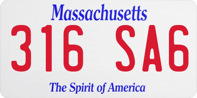 MA license plate 316SA6