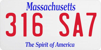 MA license plate 316SA7