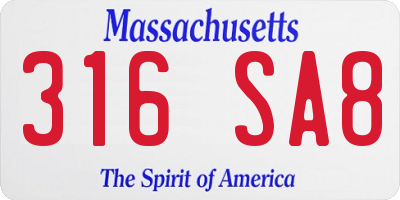 MA license plate 316SA8