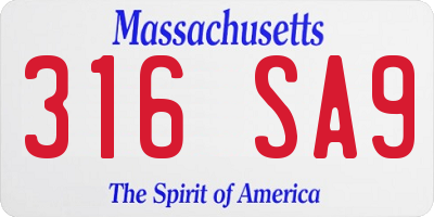 MA license plate 316SA9