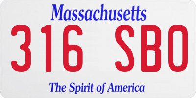 MA license plate 316SB0