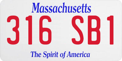 MA license plate 316SB1