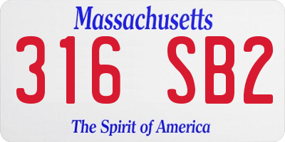 MA license plate 316SB2